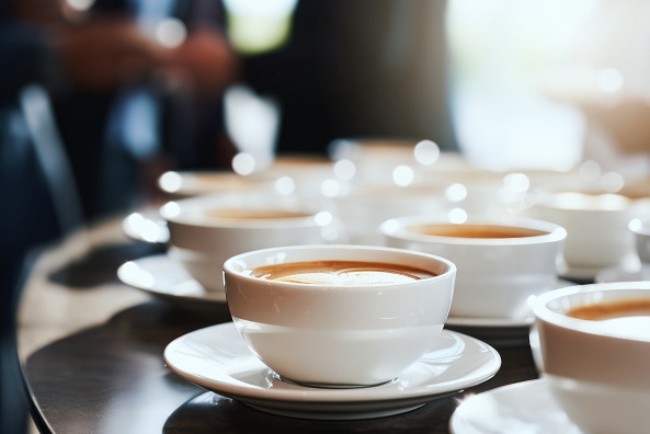 Tea service prepared for event guests